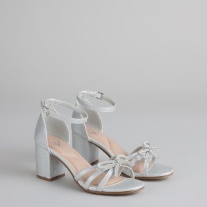 Starlit Glam Rhinestone Bow Glitter Block Heels