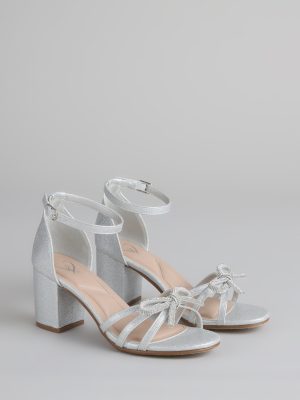 Starlit Glam Rhinestone Bow Glitter Block Heels