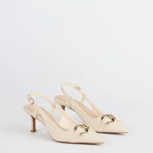 Summer Fave Linen Slingback Stiletto Pumps