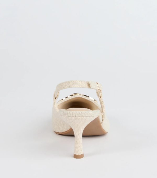 Summer Fave Linen Slingback Stiletto Pumps - Image 4