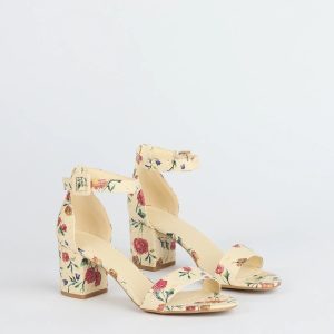 Chic Steps Floral Low Block Heels