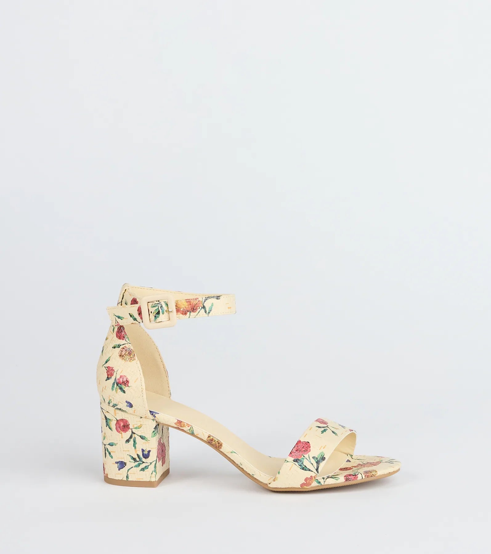 Chic Steps Floral Low Block Heels - Image 2