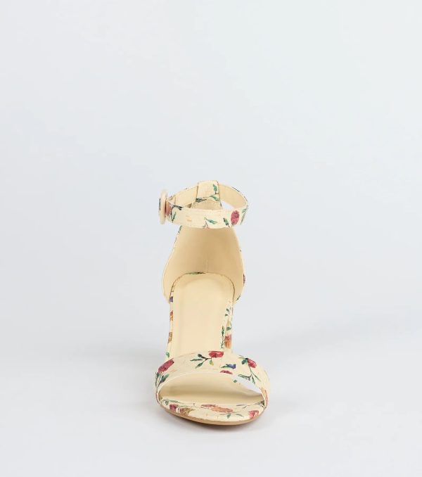 Chic Steps Floral Low Block Heels - Image 3
