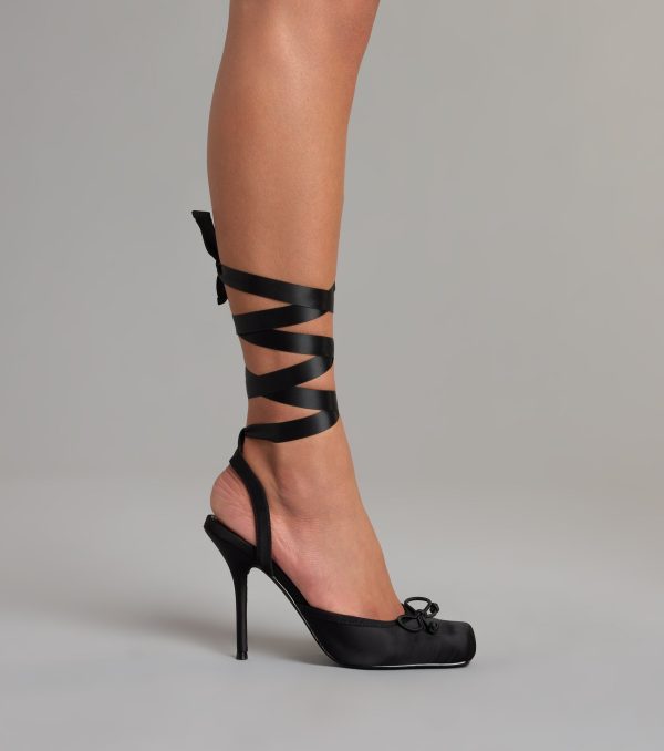 Tie It Up Satin Ballet Heels - Image 3