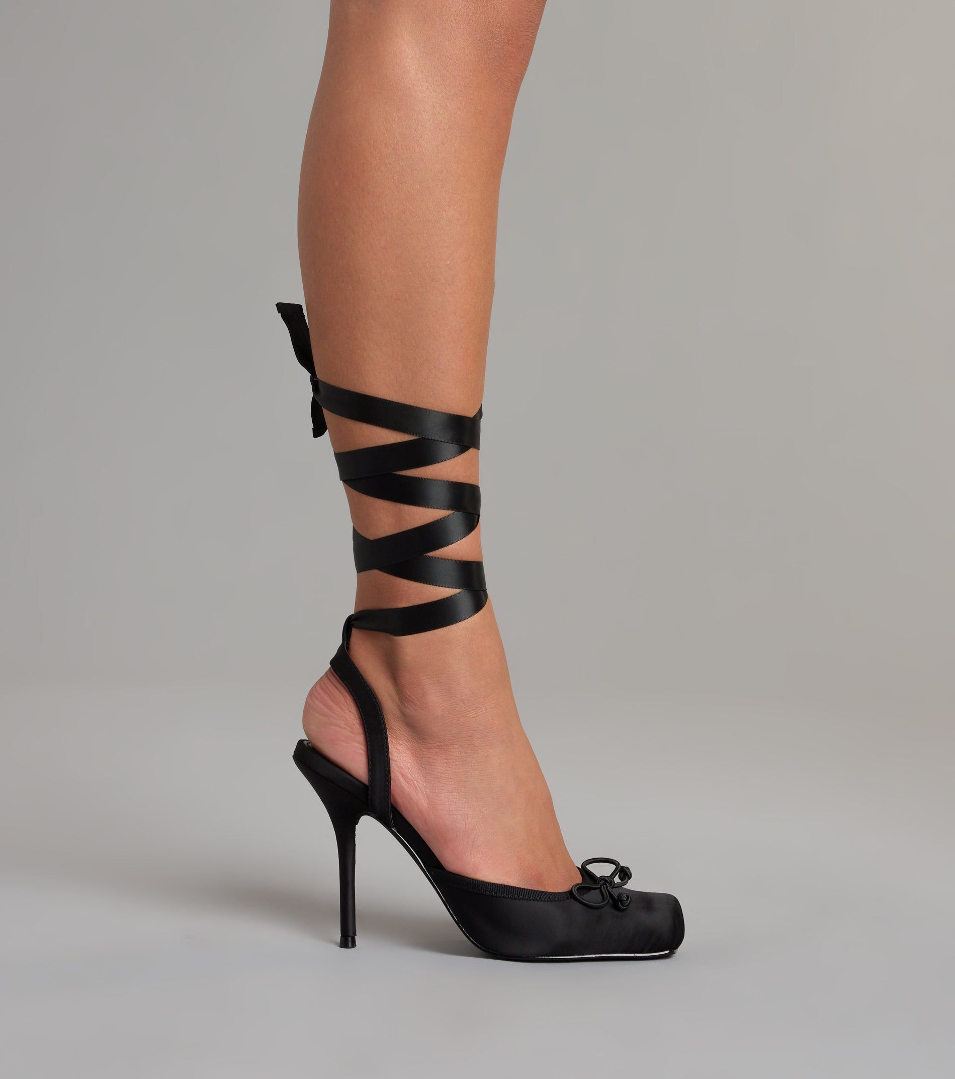 Tie It Up Satin Ballet Heels - Image 3