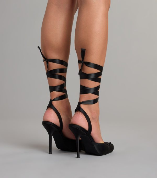 Tie It Up Satin Ballet Heels - Image 4