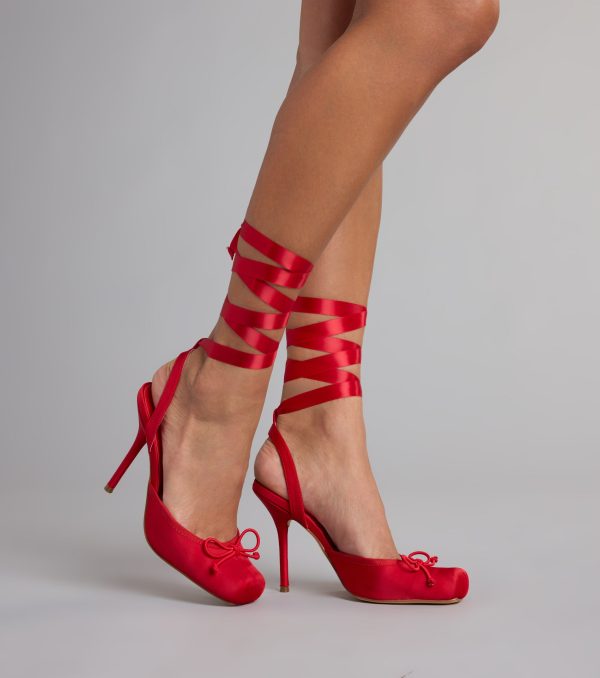 Tie It Up Satin Ballet Heels - Image 7