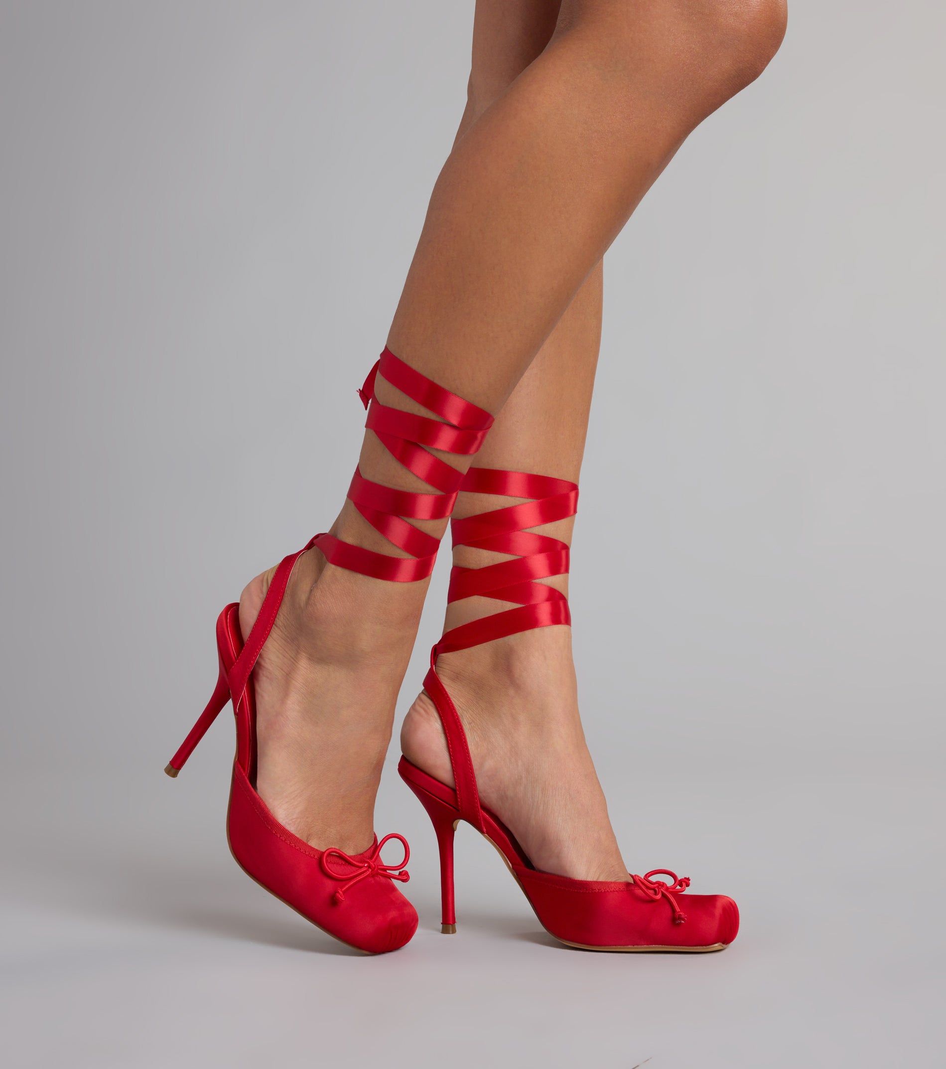 Tie It Up Satin Ballet Heels - Image 7