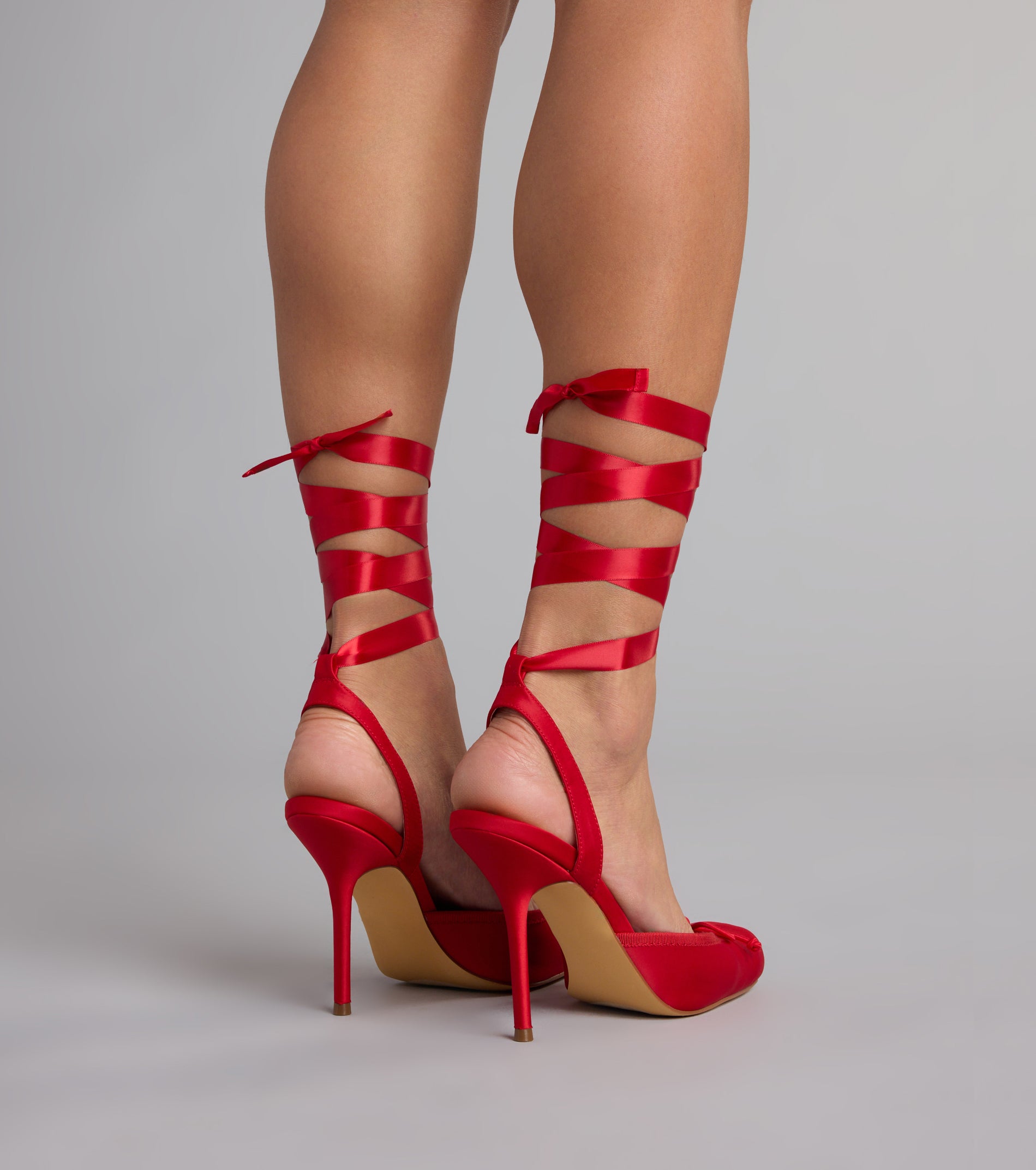 Tie It Up Satin Ballet Heels - Image 9