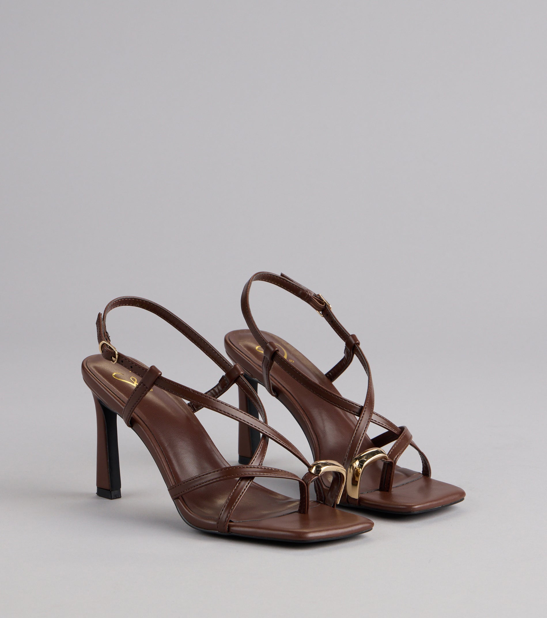 Luxe Minimalist Toe Ring Strappy Stiletto Heels