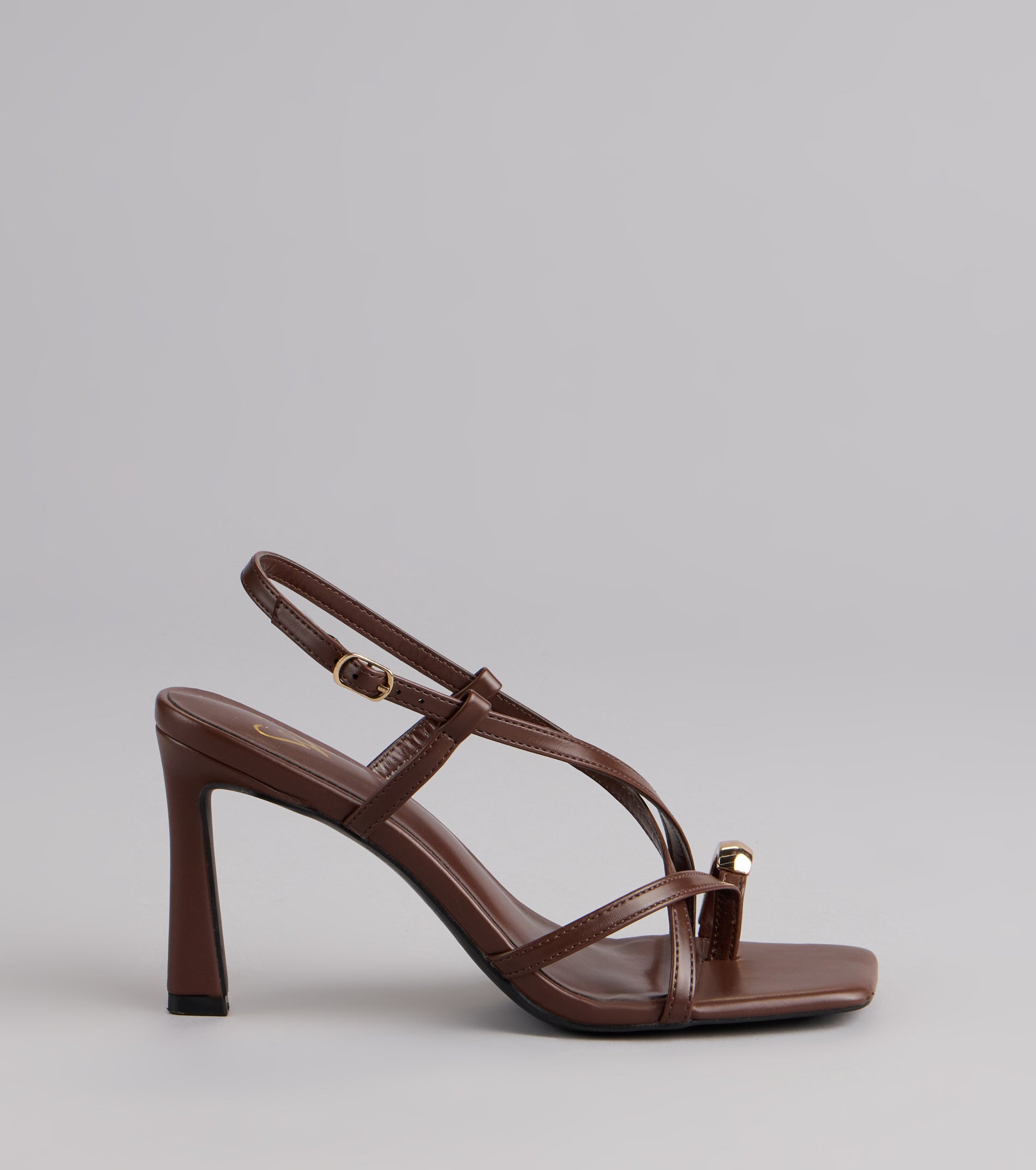 Luxe Minimalist Toe Ring Strappy Stiletto Heels - Image 2