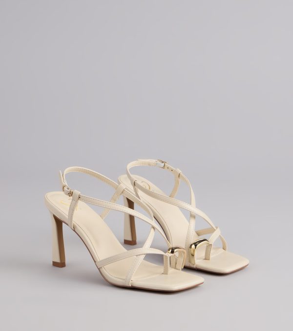 Luxe Minimalist Toe Ring Strappy Stiletto Heels - Image 5
