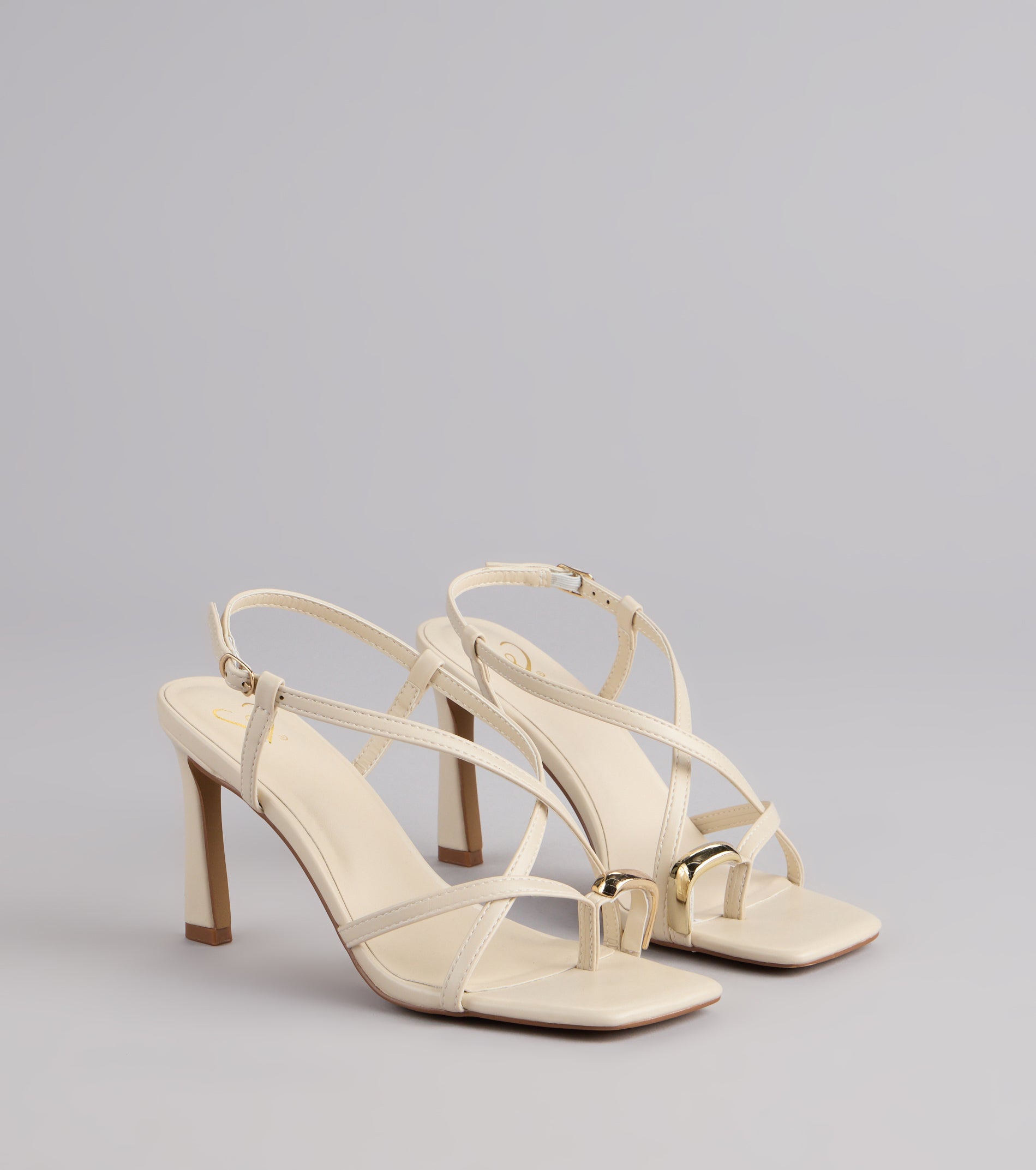 Luxe Minimalist Toe Ring Strappy Stiletto Heels - Image 5
