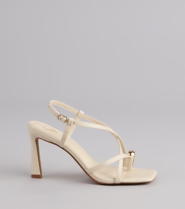 Luxe Minimalist Toe Ring Strappy Stiletto Heels - Image 6