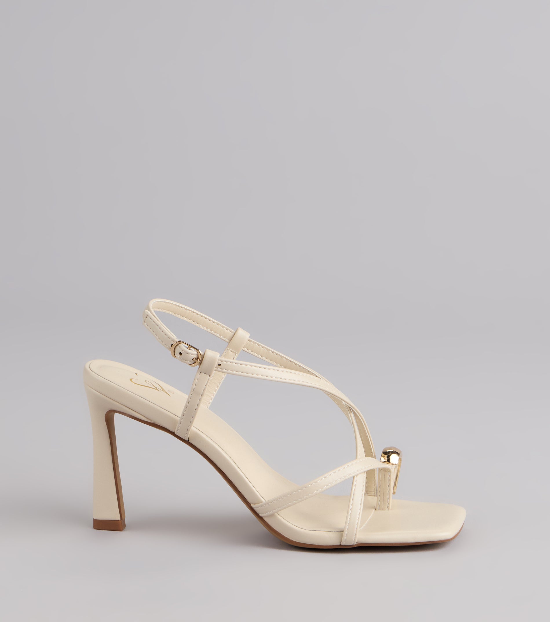 Luxe Minimalist Toe Ring Strappy Stiletto Heels - Image 6