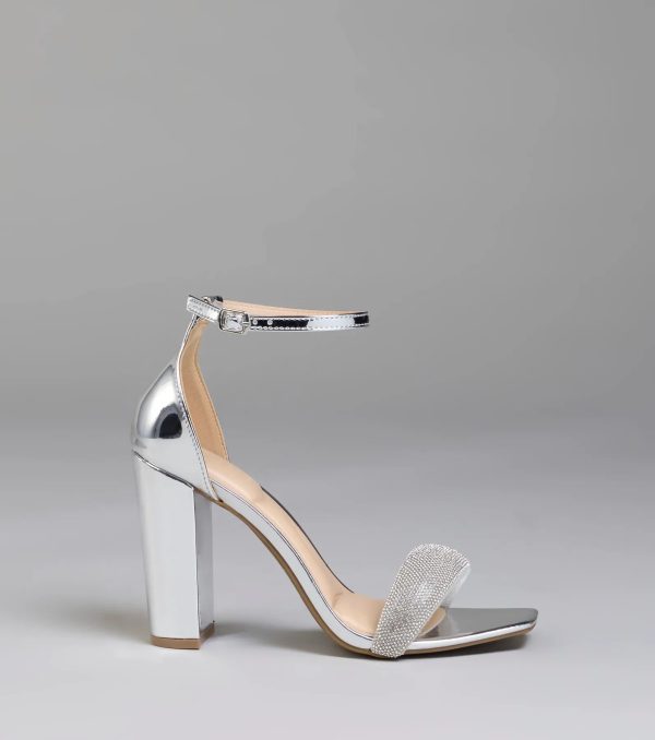 Bling On The Sparkle Rhinestone Metallic Block Heels - Image 2