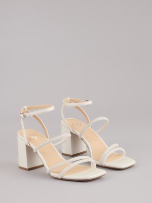 Chic And Polished Pearl Satin Block Heels