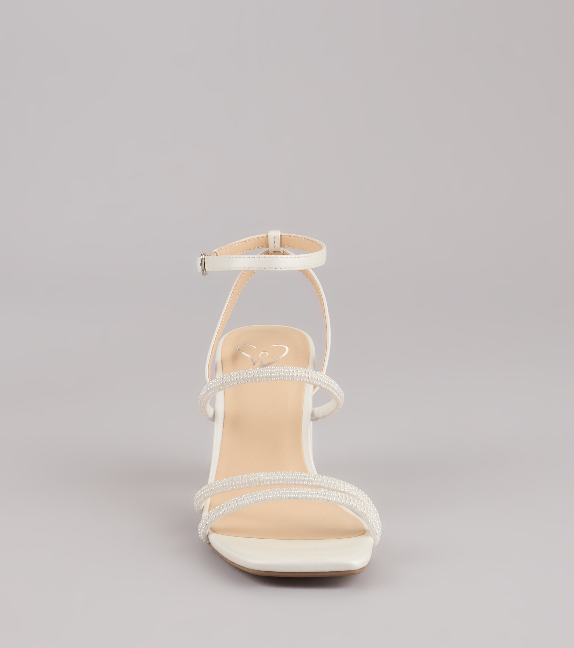 Chic And Polished Pearl Satin Block Heels - Image 3