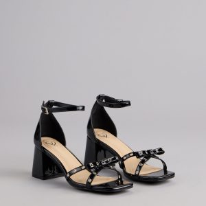 City Lights Bow Grommet Block Heels