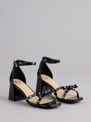 City Lights Bow Grommet Block Heels