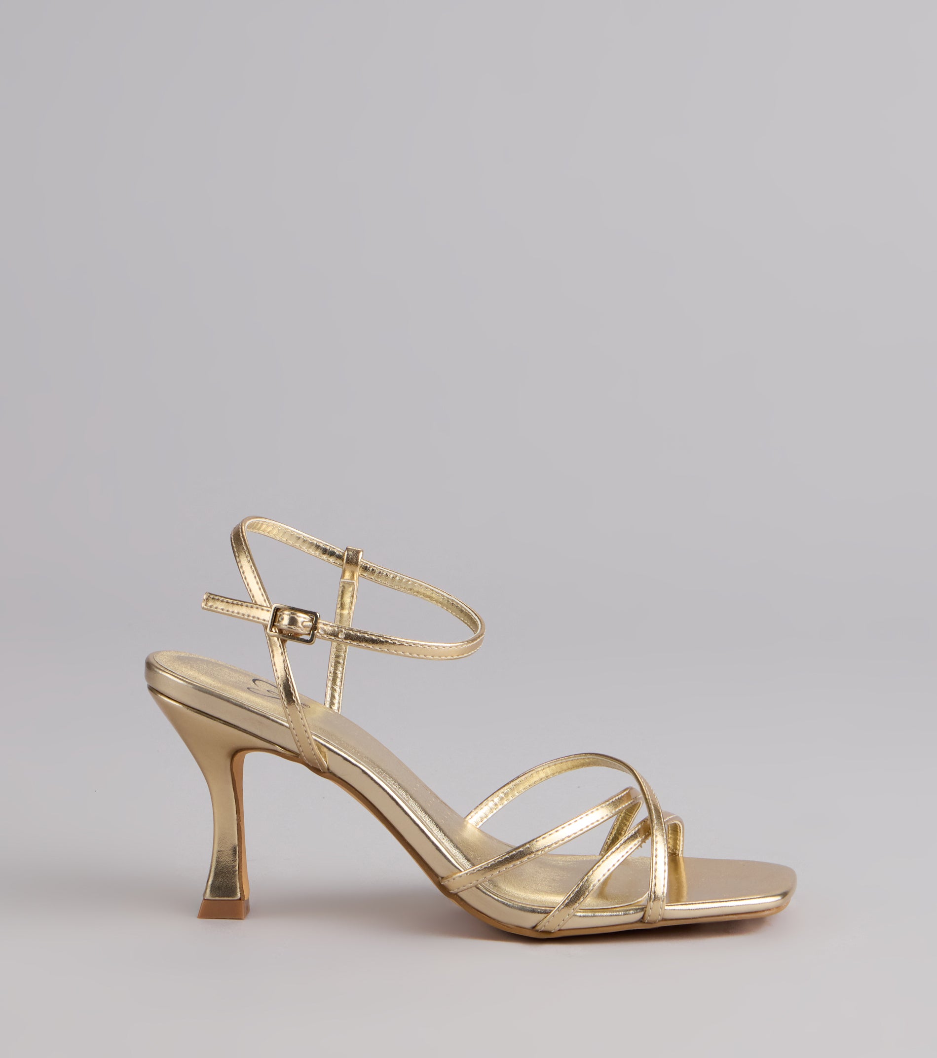 Shine Hour Metallic Strappy Stiletto Heels - Image 2