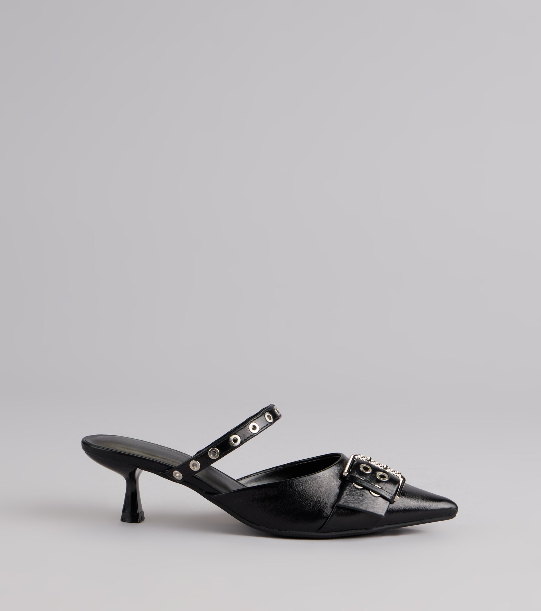 Rebel Chic Buckle Kitten Heels - Image 3