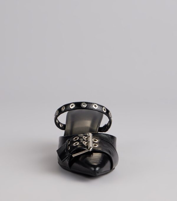 Rebel Chic Buckle Kitten Heels - Image 4