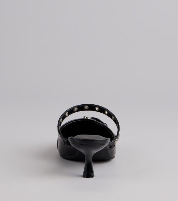 Rebel Chic Buckle Kitten Heels - Image 5