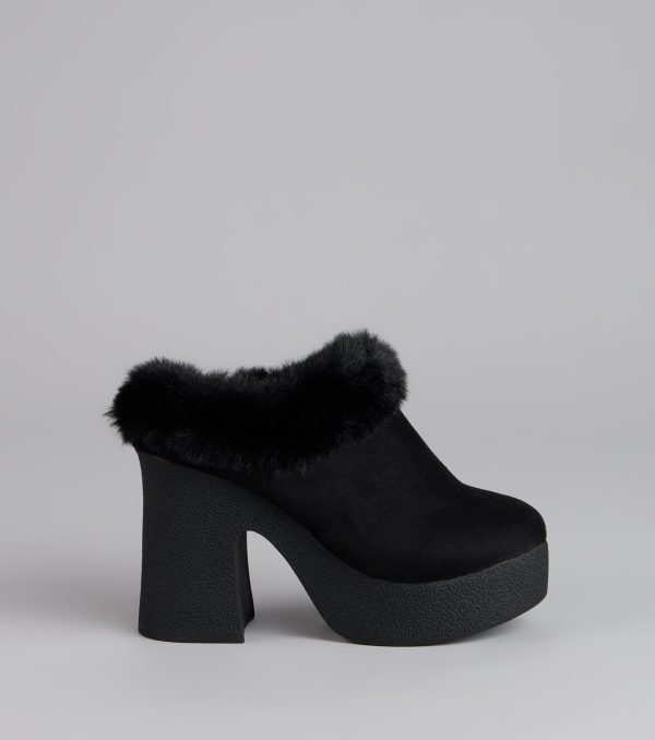 Fuzzy Feel Chunky Clog Mules - Image 2