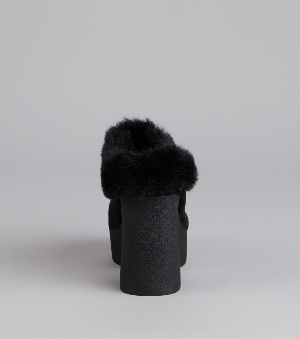 Fuzzy Feel Chunky Clog Mules - Image 4