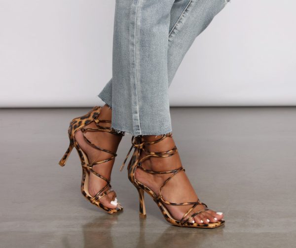 Sassy Leopard Print Square Toe Stiletto Heels - Image 5