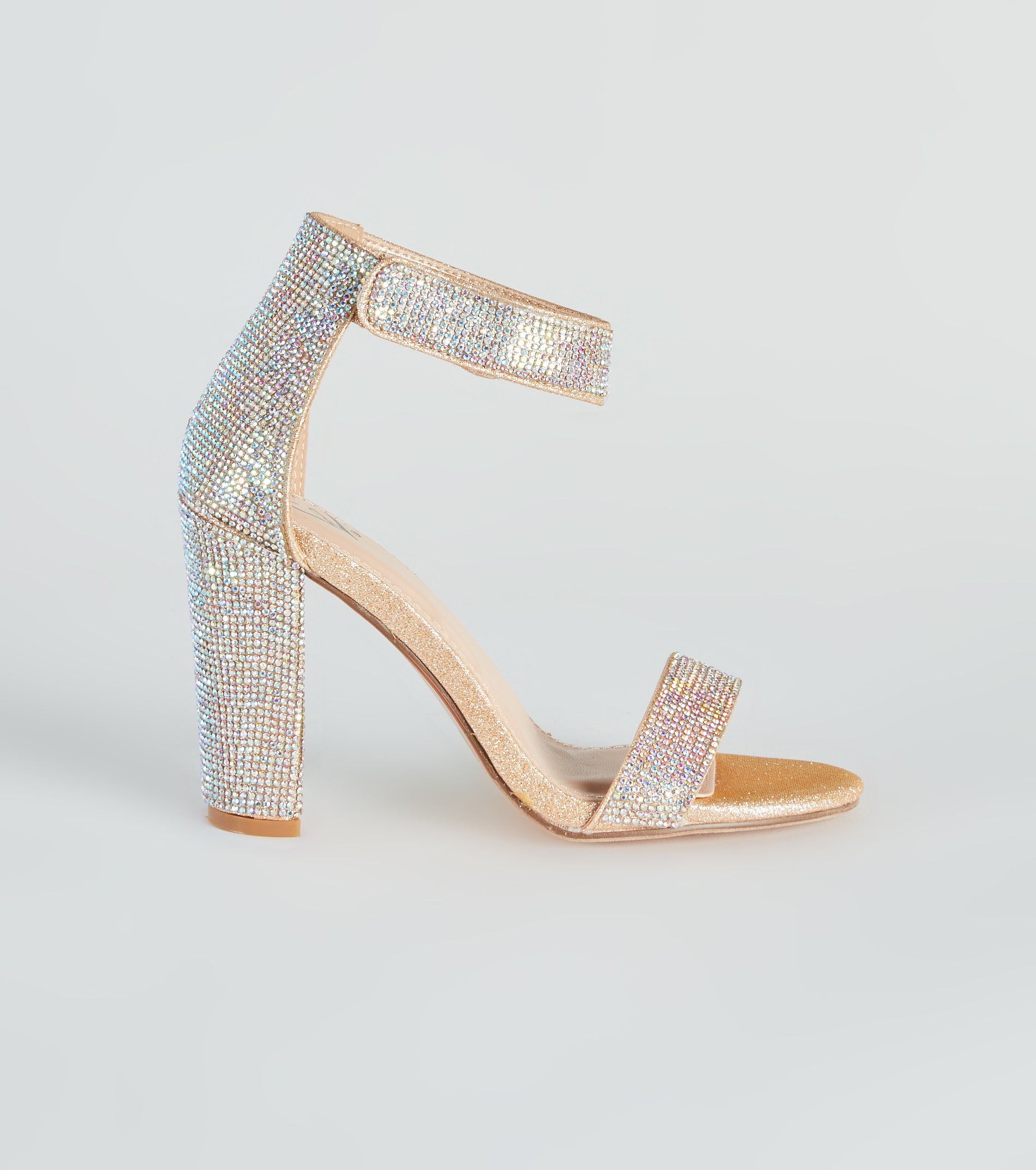 Rhinestone Romance Glitter Mesh Block Heels - Image 2