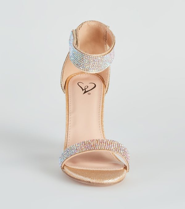 Rhinestone Romance Glitter Mesh Block Heels - Image 3