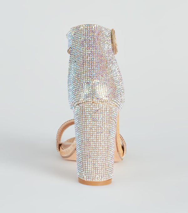 Rhinestone Romance Glitter Mesh Block Heels - Image 4