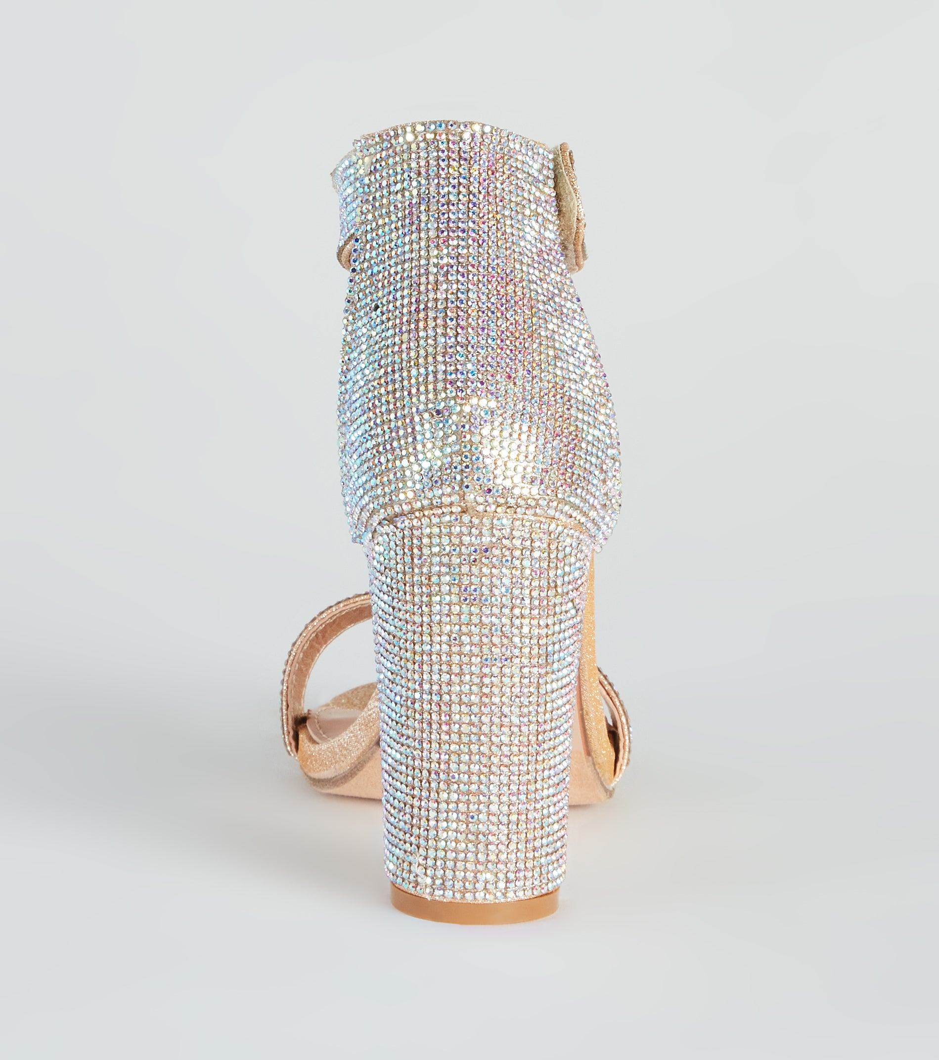 Rhinestone Romance Glitter Mesh Block Heels - Image 4