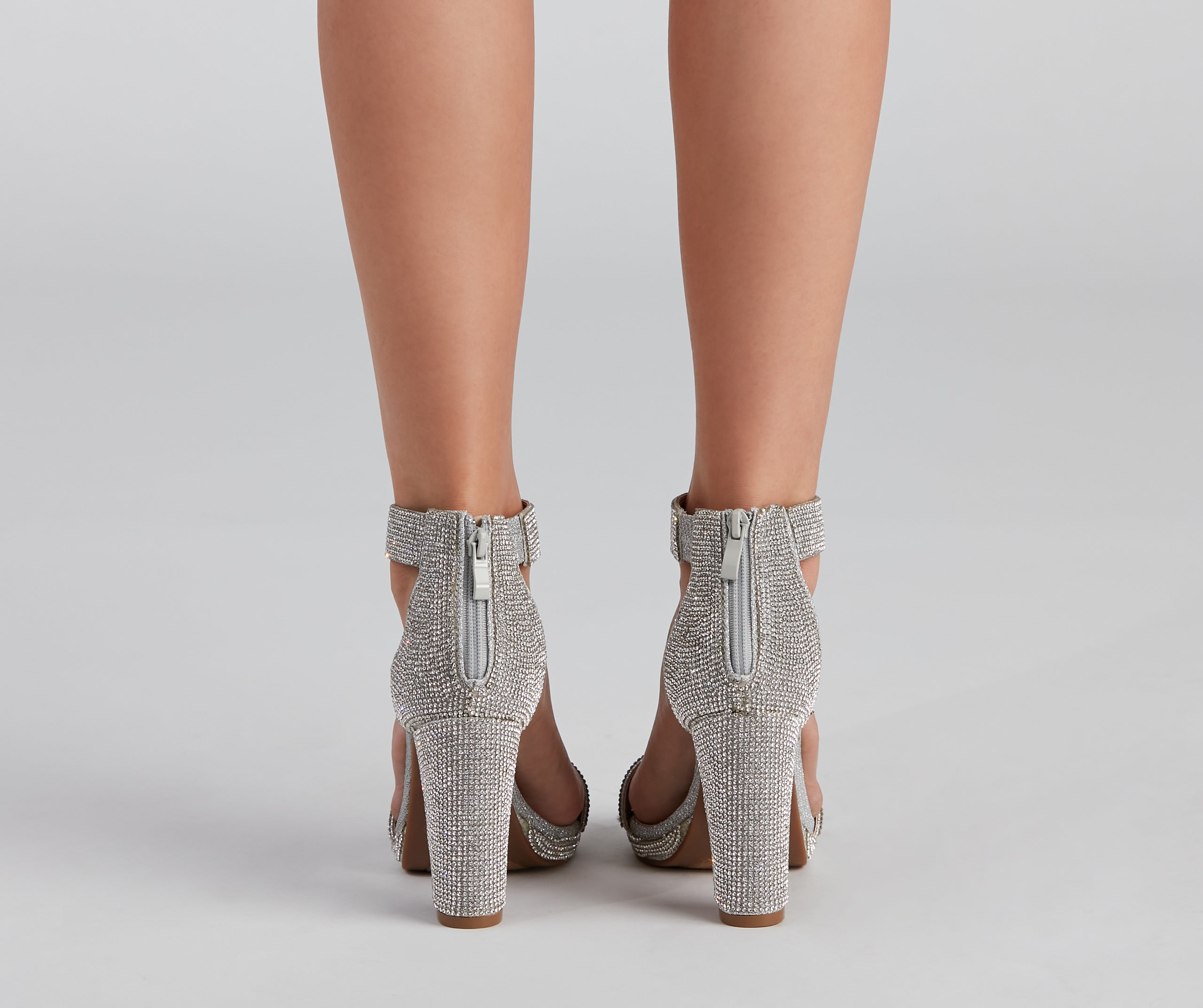 Rhinestone Radiance Block Heels - Image 4