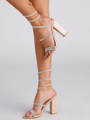 The Glam Life Rhinestone Block Heels