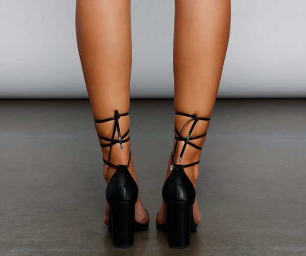 Edgy Glam Faux Leather Block Heels - Image 5