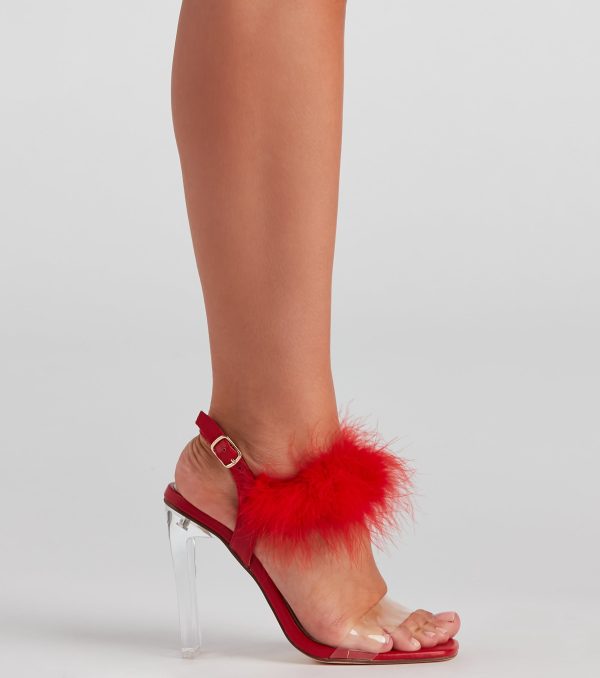 Wait Fur It Marabou Lucite Heels - Image 3
