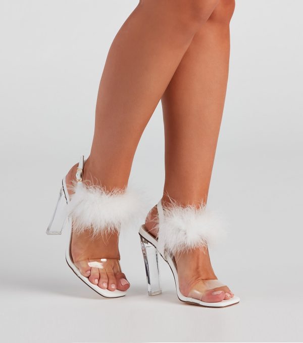 Wait Fur It Marabou Lucite Heels - Image 13