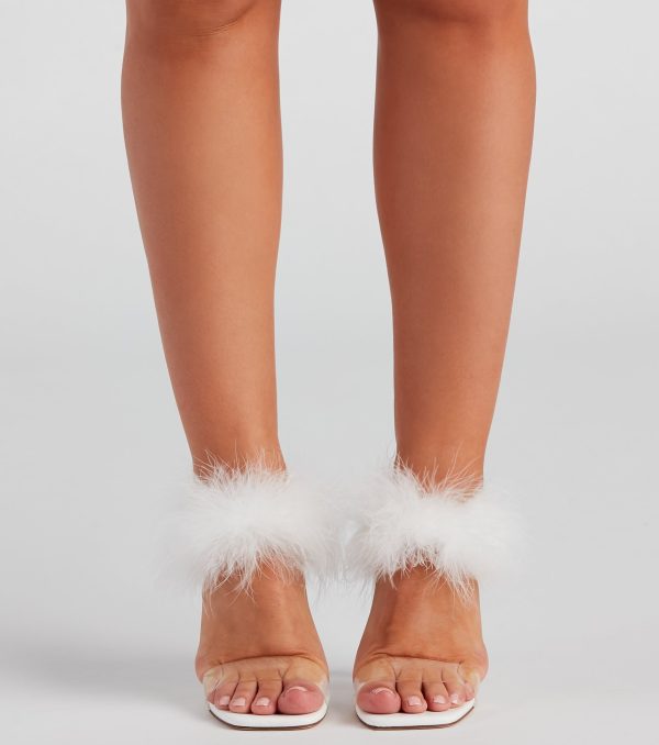 Wait Fur It Marabou Lucite Heels - Image 14