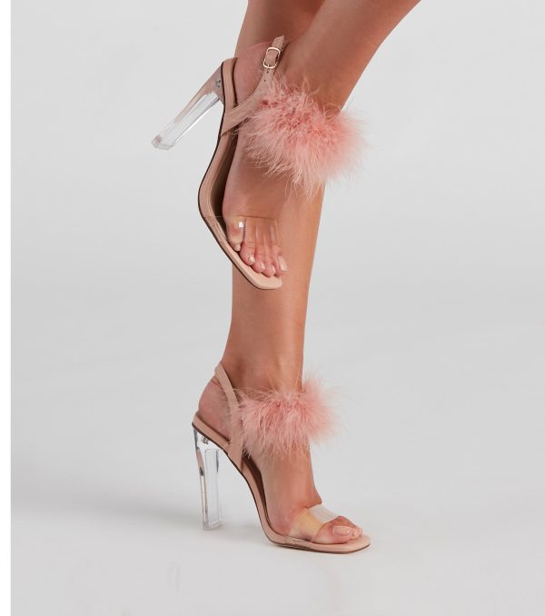 Wait Fur It Marabou Lucite Heels - Image 9