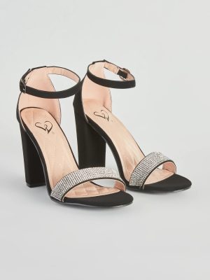 Glam Beauty Rhinestone Block Heels