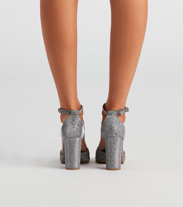 Dazzle Glitter Mesh Block Heels - Image 4