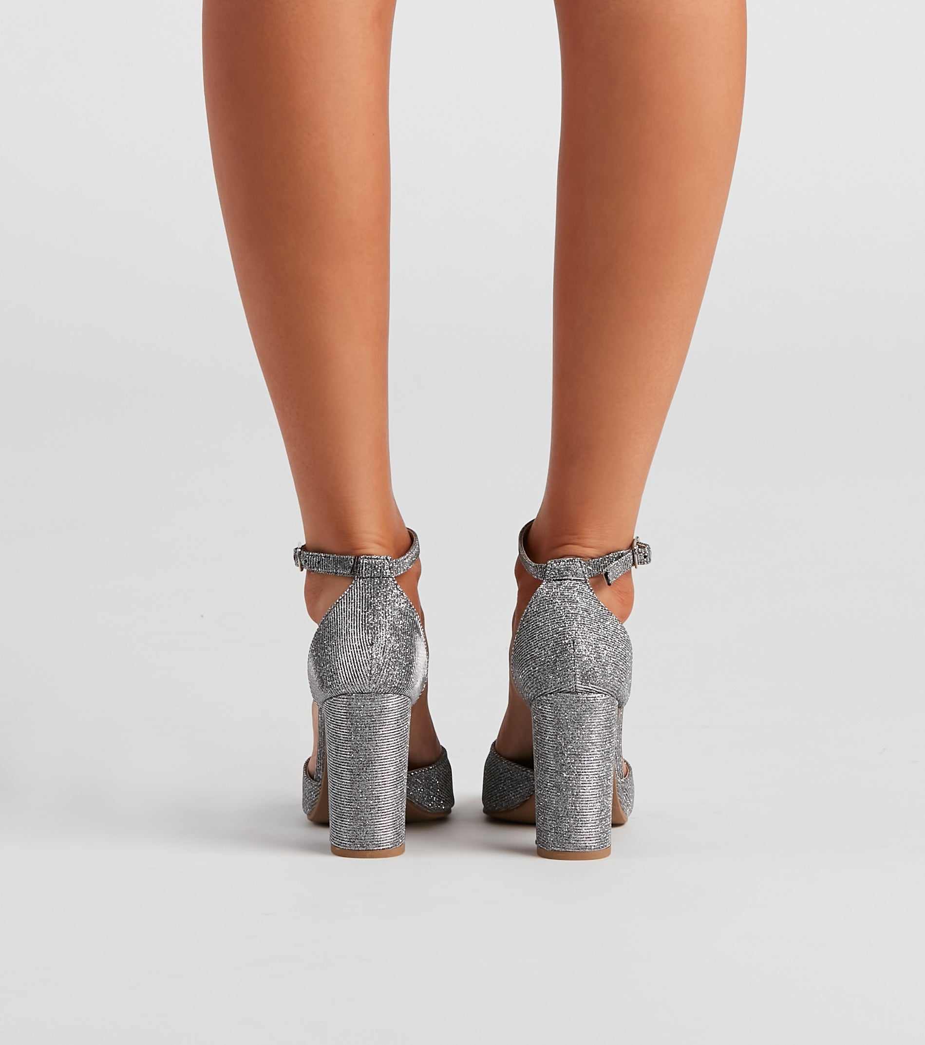 Dazzle Glitter Mesh Block Heels - Image 4