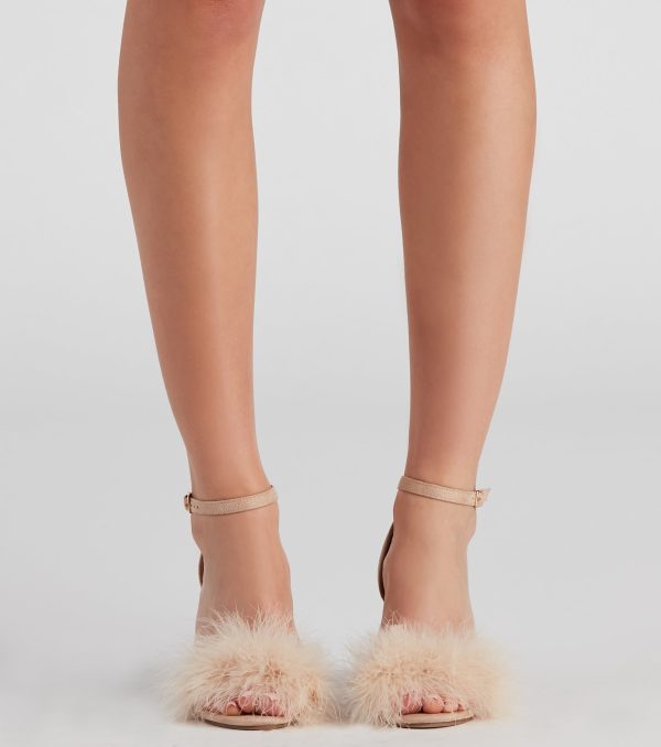 Fur Real Marabou Block Heels - Image 2