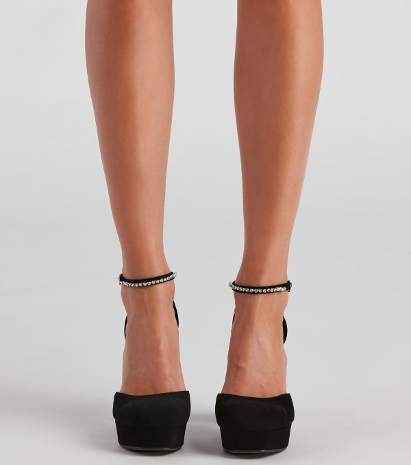 Modern Rhinestone Strap Pumps - Image 2