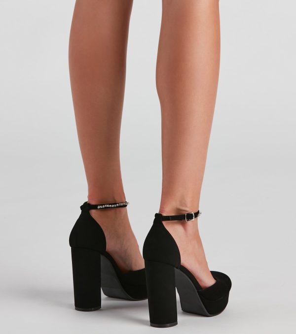Modern Rhinestone Strap Pumps - Image 4