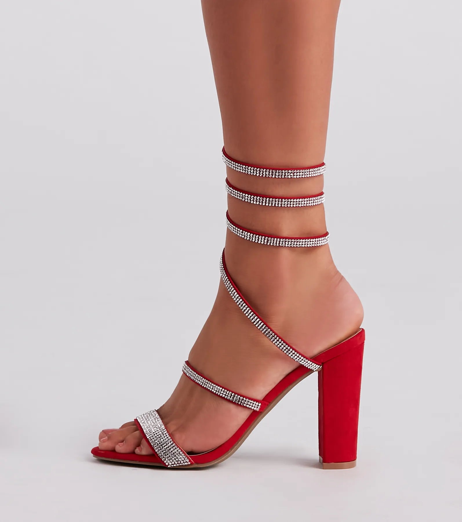Fancy Gal Rhinestone Spiral Block Heels - Image 19
