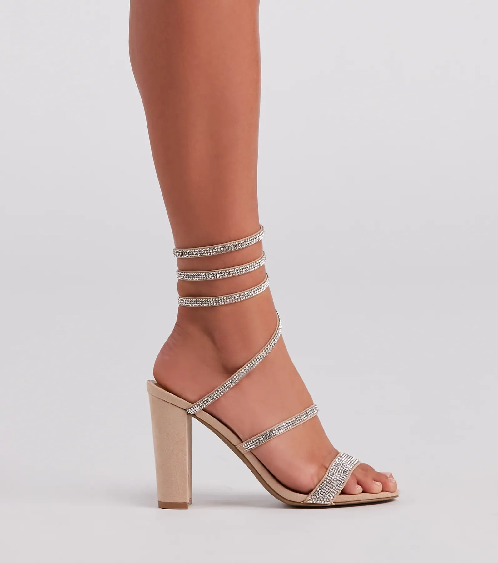 Fancy Gal Rhinestone Spiral Block Heels - Image 15